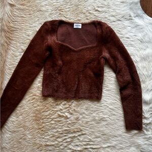 Aritzia Brown Fuzzy Sweater
